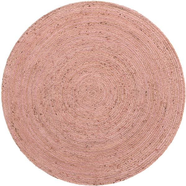 Unique Loom Braided Jute Dhaka Hand Braided Solid Rug Light Pink,  5' 1" x 5' 1"