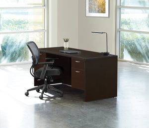OSP Home Furnishings Napa Kneespace Credenza Modern Executive Office Storage with Adjustable Shelves Espresso NAPESP-TYP5