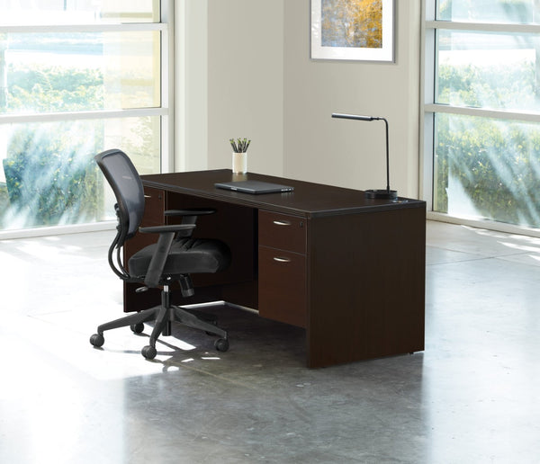 OSP Home Furnishings Napa Kneespace Credenza Modern Executive Office Storage with Adjustable Shelves Espresso NAPESP-TYP5