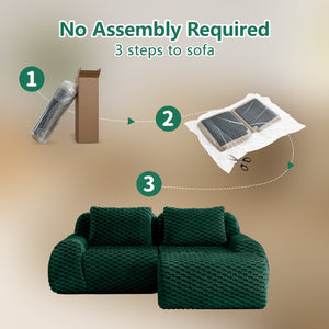 English Elm 82" Modular L-shaped Sectional Sofa Flannelette Upholstered with Movable Ottoman Living Room Green W714S01524