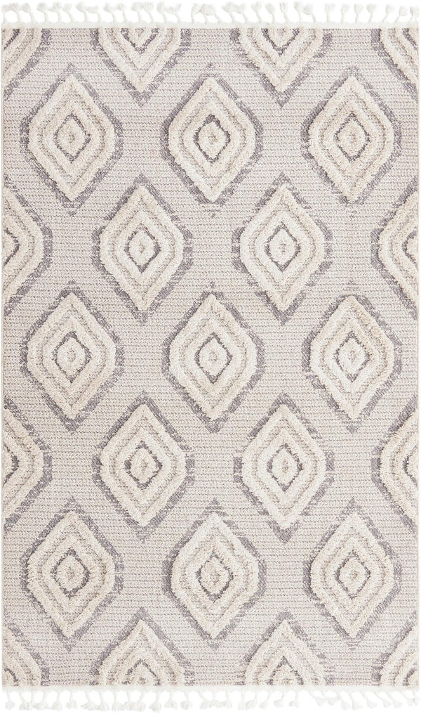 Unique Loom Cherokee Gatlinburg Machine Made Geometric Rug Ivory, Gray 5' 3" x 8' 0"