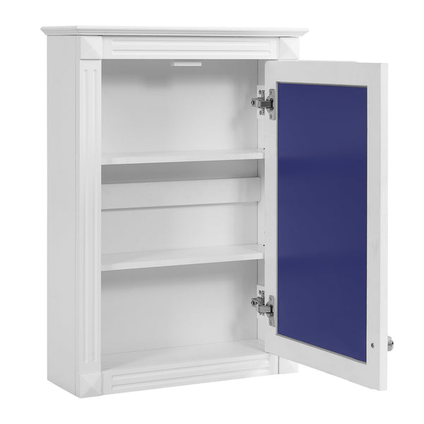 English Elm 20" Medicine Cabinet with Mirror — Space-Saving Wall-Mounted Bathroom Storage with Adjustable Shelf, Modern Carved Design White N710P317680K