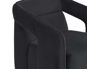 Sunpan Kendrick Swivel Lounge Chair - Futuristic Design with Comfortable Seat and Stylish Cut-Out Arms Abbington Black