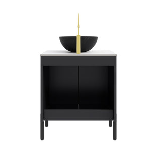 English Elm Dina Floating Bathroom Vanity with Sintered Stone Top and Crystal Glass Basin W2615S00660