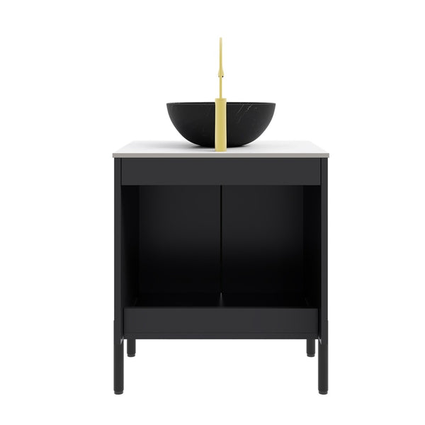English Elm Dina Floating Bathroom Vanity with Sintered Stone Top and Crystal Glass Basin W2615S00660