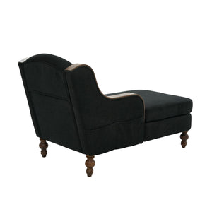 English Elm UNITED Oversized Chaise Lounge Sofa Bed with Solid Wood Arms, High-Resilience Foam, 800lb Capacity and Storage Pockets Black W1568S00208
