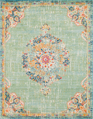 Unique Loom Penrose Alexis Machine Made Medallion Rug Green, Beige/Blue/Olive/Orange/Ivory/Yellow/Pink 8' 0" x 10' 0"