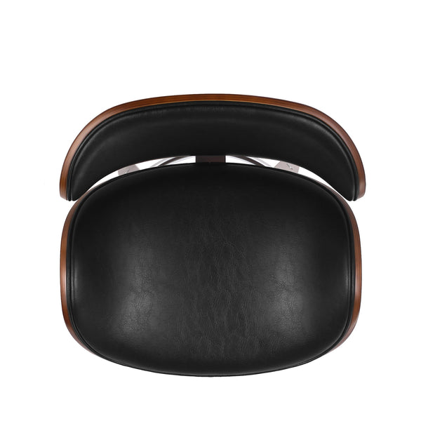 English Elm Christopher Knight Home® - 30" Mid-Century Modern Upholstered Swivel Barstool with Beech Frame, Concave Seat, Easy-Clean Leather Finish Black 67493.00PUMDNT