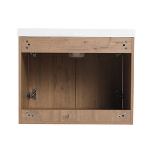 English Elm 24 Inch Floating Bathroom Vanity with Resin Sink, Soft-Close Doors, Wall-Mounted Storage, Modern Compact Design W999P188185