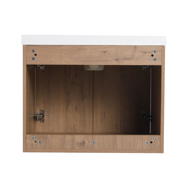 English Elm 24 Inch Floating Bathroom Vanity with Resin Sink, Soft-Close Doors, Wall-Mounted Storage, Modern Compact Design W999P188185