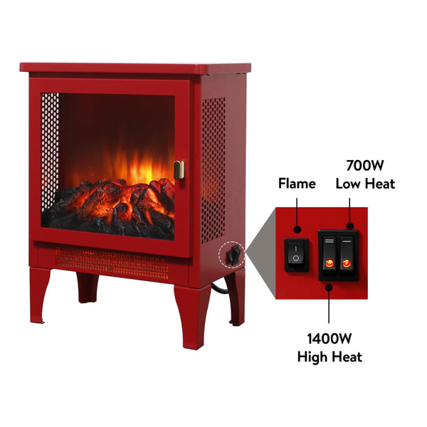 English Elm 18 Inch Electric Stove Heater Cast Iron Style 3d Led Flame Panoramic Mesh View W1769P394302