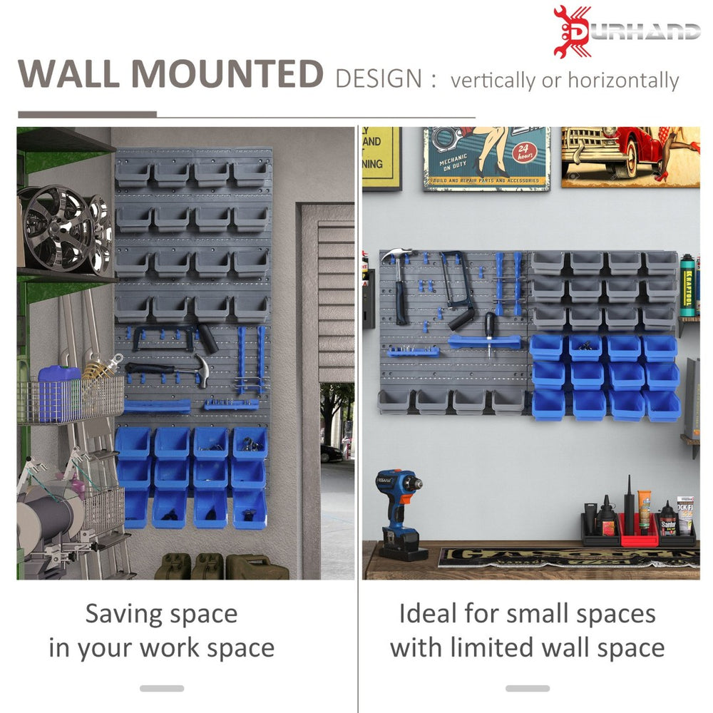 English Elm Wall Mounted Pegboard Organizer with 44 Bins for Garage Workshop Tool Storage T3971P387194