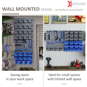 English Elm Wall Mounted Pegboard Organizer with 44 Bins for Garage Workshop Tool Storage T3971P387194