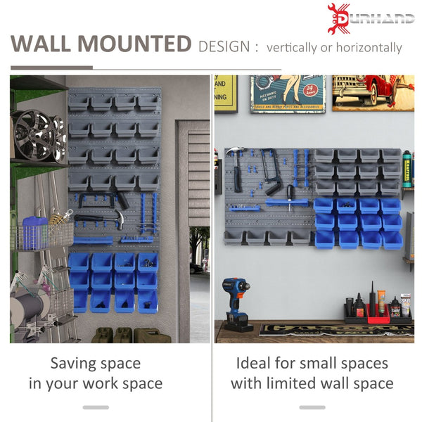 English Elm Wall Mounted Pegboard Organizer with 44 Bins for Garage Workshop Tool Storage T3971P387194