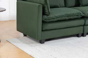 English Elm Modern Chenille Sectional Sofa with Chaise Lounge Solid Wood Frame Living Room Seating Antique Green W2530P463111