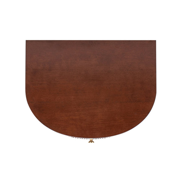 English Elm Jennifer Taylor Home - Valentine Half-Moon 24" 2-Drawer Side Table in Dark Walnut Beech Wood with Fluted Detail & Gold Pulls B2719P280173