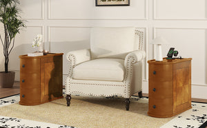 English Elm End Table With Charging Station – Stylish Sofa Side Table With Storage Drawers, Fully Assembled! W2593P289145