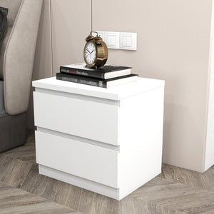 English Elm 19.7-inch Matte Finish Nightstand with Touch Release Drawers for Minimalist Bedrooms White W3151P407885