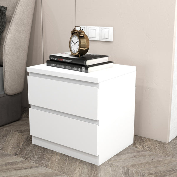 English Elm 19.7-inch Matte Finish Nightstand with Touch Release Drawers for Minimalist Bedrooms White W3151P407885