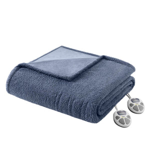 English Elm 1 Twin Faux Feathersoft Electric Blanket with 10 Heat Settings and Auto Shutoff Navy B035P319606
