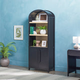 Chantelle Modern Arched Bookcase with Statement Wood Cabinet Pulls Black WECHA41OS2BL0 Walker Edison