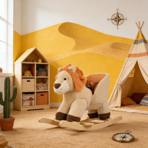 English Elm Classic Wooden Toddler Rocking Horse with White Finish Safe Grip Rails Nursery Play T3971P442156