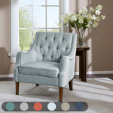 Madison Park Qwen Transitional Button Tufted Accent Chair MP100-0891 Dusty Blue