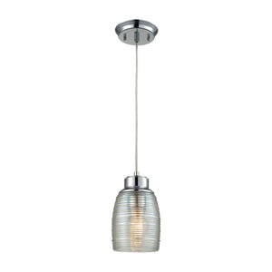 Muncie 5'' Wide 1-Light Pendant - Polished Chrome with Clear Spun Glass 46206/1 Elk Lighting