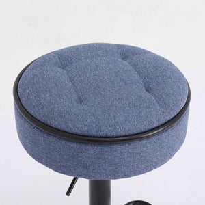 English Elm Round Storage Bar Stool with Hidden Lift Storage, Height Adjustable 28–36" Swivel Seat for Home Blue W2200P196799