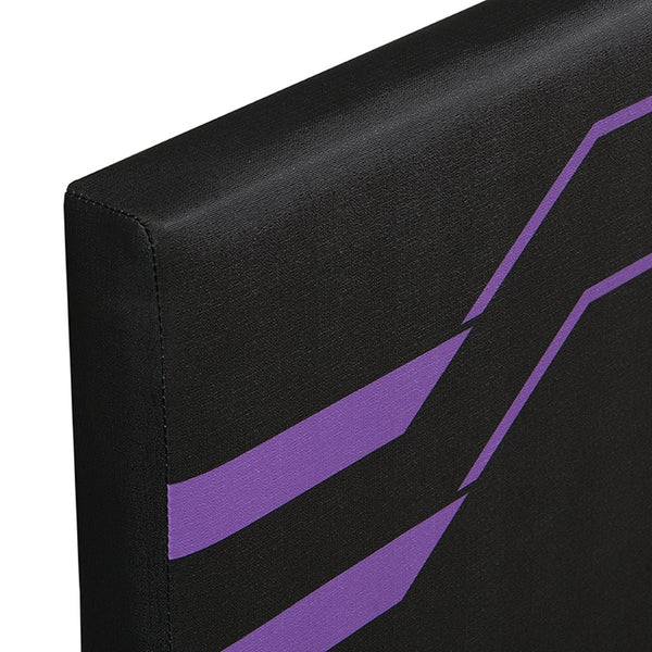 English Elm Modern Cyberpunk Queen Platform Bed Hydraulic Storage Pu Upholstered Gaming Frame Purple+Black SF000205AAI