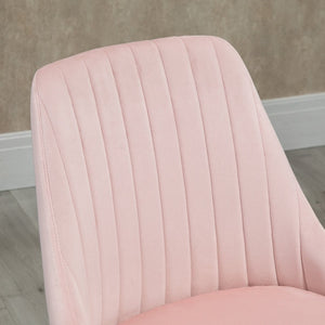 English Elm Vinsetto Elegant Velvet Mid-Back Office Chair, Scalloped Design Swivel Desk Chair For Home Use, Pink W2225P217492-GIGA