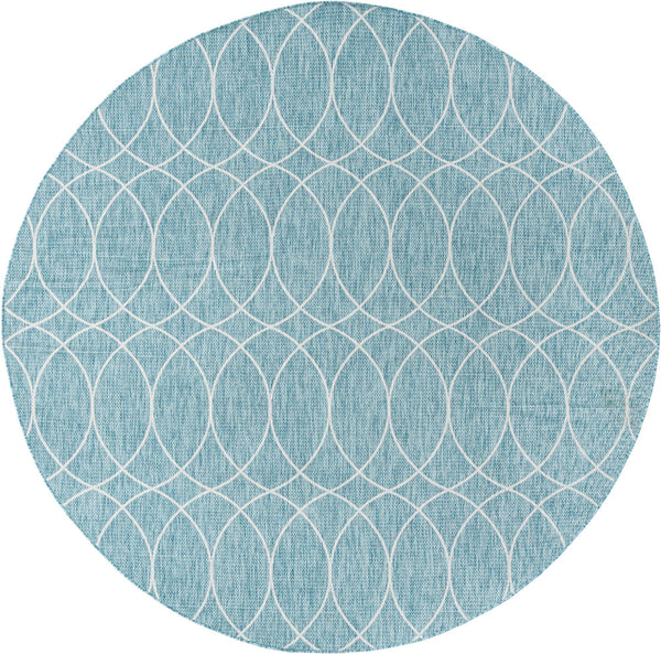 Unique Loom Outdoor Trellis Gitter Machine Made Trellis Rug Light Aqua, Ivory 10' 0" x 10' 0"