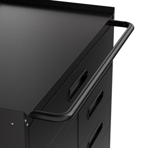 English Elm 34.3" Rolling Steel Tool Cabinet with 3 Drawers Lockable Doors and Pegboard Side Panels T2398P442674