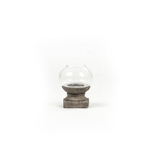 Zentique Distressed Candle Holder - Rustic Terracotta And Glass Accent For Cozy Evenings And Elegant Decor Distressed Grey Terracotta,Glass 4621s A99