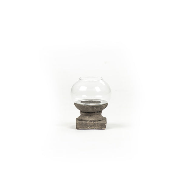 Zentique Distressed Candle Holder - Rustic Terracotta And Glass Accent For Cozy Evenings And Elegant Decor Distressed Grey Terracotta,Glass 4621s A99