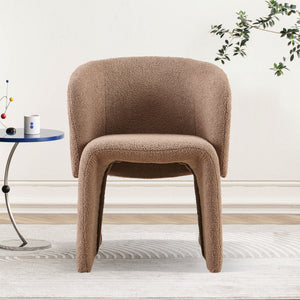 English Elm Modern Dining Chair Accent Chair Brown Single Sofa Chair,Upholstered Side Chair Teddy Comfy Chair For Dining Room/Bedroom/Living Room/Reception-Brown-1 Piece