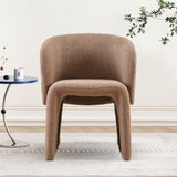 Modern Brown Upholstered Dining Accent Chair, Comfy Teddy Single Sofa Chair for Room, 1 Piece