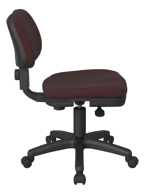 OSP Home Furnishings Basic Task Chair with Pneumatic Height Adjustment Sculpted Seat and Lumbar Support Burgundy SC117-227
