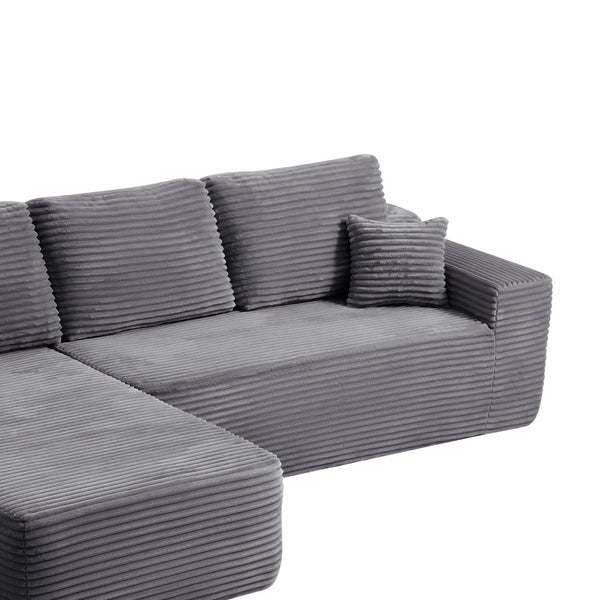English Elm 68-inch Modular Corduroy Loveseat with Plush Grey Fabric for Modern Living Rooms W3975P415762
