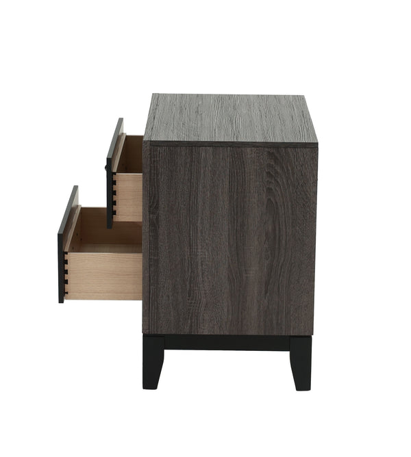 English Elm Bedroom Rustic Grey Oak Nightstand 2-Drawer Pine Bedside Table 24x16x25" Simple Stylish Storage for Lamps & Organized Rooms B011P248055