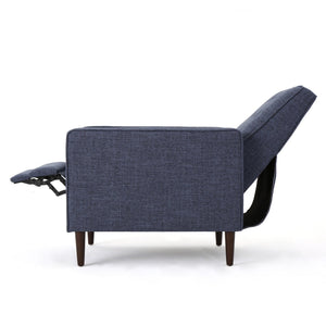 English Elm Christopher Knight Home® - Fabric Recliner Chair Mid-Century Modern Pushback Single Sofa with Tufted Cushion, Birch Legs, Cozy Comfort Dark Blue 60741.00DBL