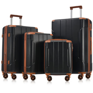 English Elm Hardshell Six Piece Luggage Set Expandable Abs Suitcases with Spinner Wheels Tsa Lock Black Brown N730P296628A