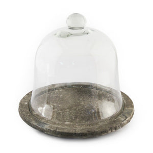 Zentique Distressed Grey Candle Holder with Weathered Terracotta Finish and Glass Insert for Rustic Decor Ambience W11 x H11.5 x D11 4626S A99
