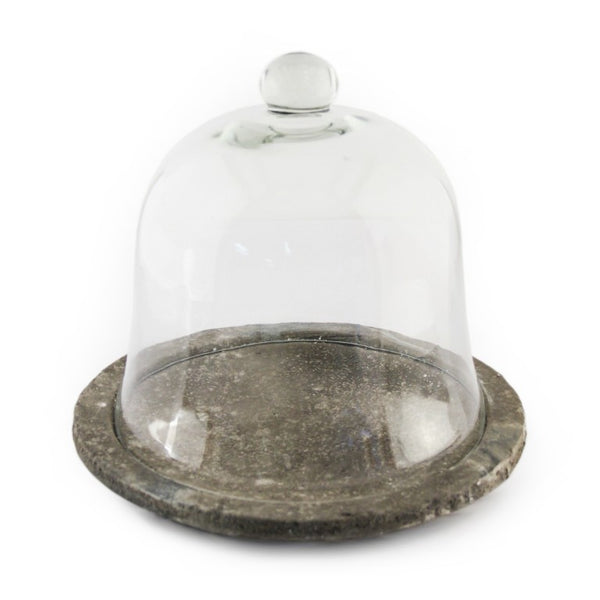 Zentique Distressed Grey Candle Holder with Weathered Terracotta Finish and Glass Insert for Rustic Decor Ambience W11 x H11.5 x D11 4626S A99