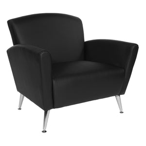 OSP Home Furnishings Club Chair with Antimicrobial Dillon Fabric and Chrome Legs for Modern Office Lounges Black SL50551-R107
