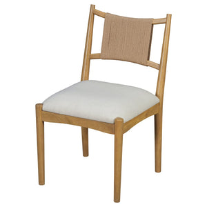 English Elm Upholstered Linen Dining Chairs Set of 2 Rubberwood Mid-century Woven Paper Rope Back Beige,Light Brown,Natural N776P385751B