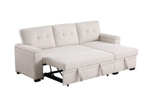 English Elm Jardin Woven Beige Sectional Sleeper Sofa with Reversible Storage Chaise for Living Rooms B2749S00248
