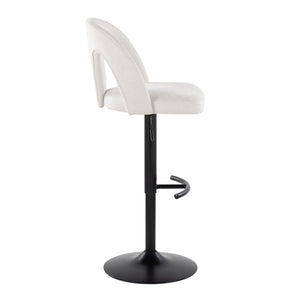English Elm Adjustable Swivel Barstools Set of 2 White Upholstered Seats Black Metal Frame B202S02160
