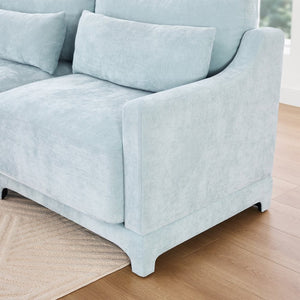 English Elm Three-Seater Sofa In Sky Blue Chenille - Ergonomic Design With Lumbar Pillow, Perfect For Any Space! W714S01206-GIGA