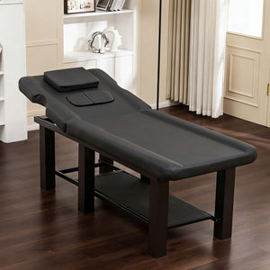 English Elm Spa Salon Massage Table Steel Frame Pu Leather Adjustable Backrest Bottom Shelf Storage W1422P382933